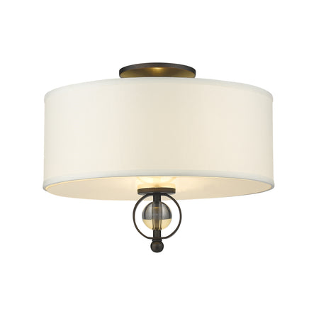 Cerchi Flush Mount in Rubbed Bronze with Opal Satin Shade