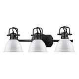 Duncan 3 Light Bath Vanity in Matte Black with a White Shade
