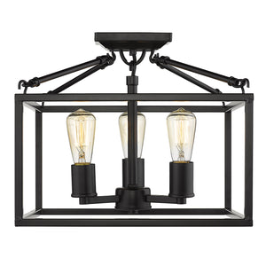 Wesson 3-Light Semi-Flush Mount in Black