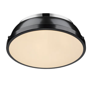 Duncan 14" Flush Mount in Chrome with a Black Shade
