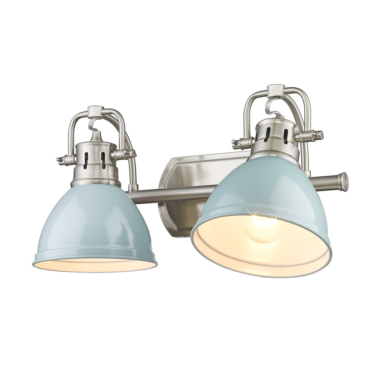 Duncan 2 Light Bath Vanity in Pewter with Seafoam Shades