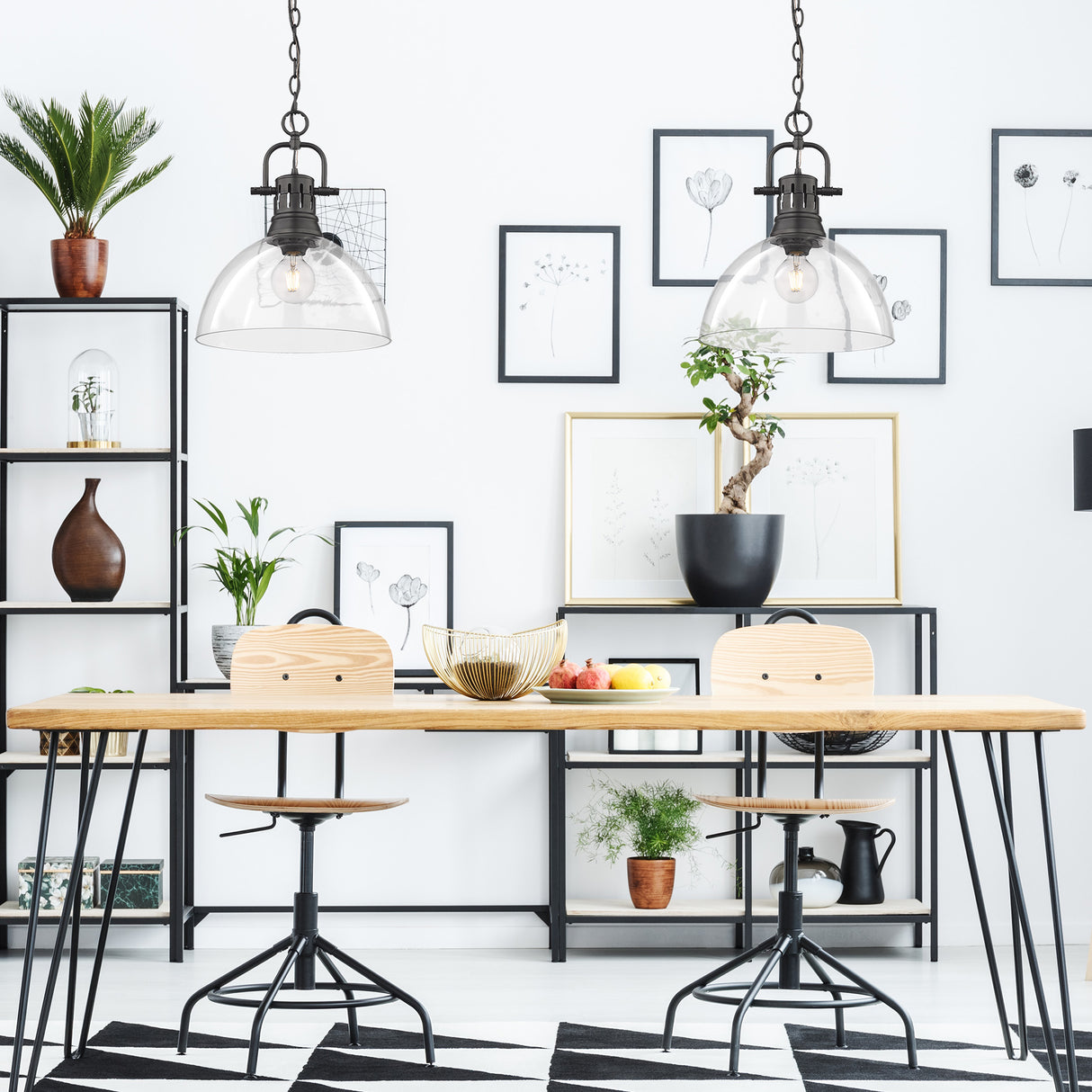 Duncan BLK 1 Light Pendant in Matte Black with Clear Glass Shade