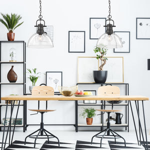 Duncan BLK 1 Light Pendant in Matte Black with Clear Glass Shade