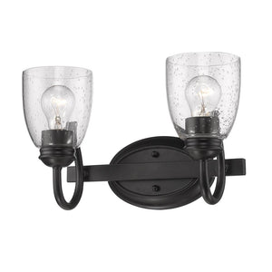 Parrish 2 Light Bath Vanity in Matte Black with Seeded Glass