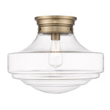 Ingalls Large Semi-Flush in Modern Brass and Clear Glass Shade