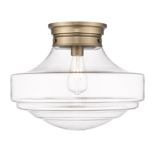 Ingalls Large Semi-Flush in Modern Brass and Clear Glass Shade
