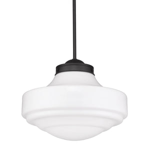 Ingalls Large Pendant in Matte Black with Vintage Milk Glass Shade