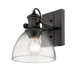 Hines 1-Light Bath Vanity in Matte Black with Seeded Glass