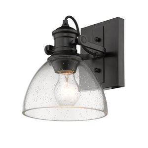 Hines 1-Light Bath Vanity in Matte Black with Seeded Glass