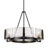 Aenon 6-Light Chandelier in Matte Black with Hammered Water Glass Shade