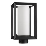 Smyth NB Post Mount - Outdoor in Natural Black with Opal Glass Shade