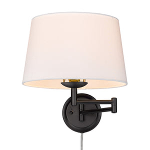 Eleanor Articulating Wall Sconce in Matte Black with Modern White Shade