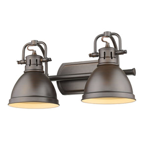 Duncan 2 Light Bath Vanity in Rubbed Bronze with Rubbed Bronze Shades