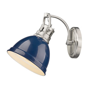 Duncan PW 1 Light Bath Vanity in Pewter with Navy Blue Shade