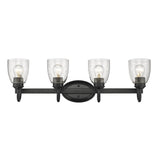 Parrish 4 Light Bath Vanity in Matte Black with Seeded Glass
