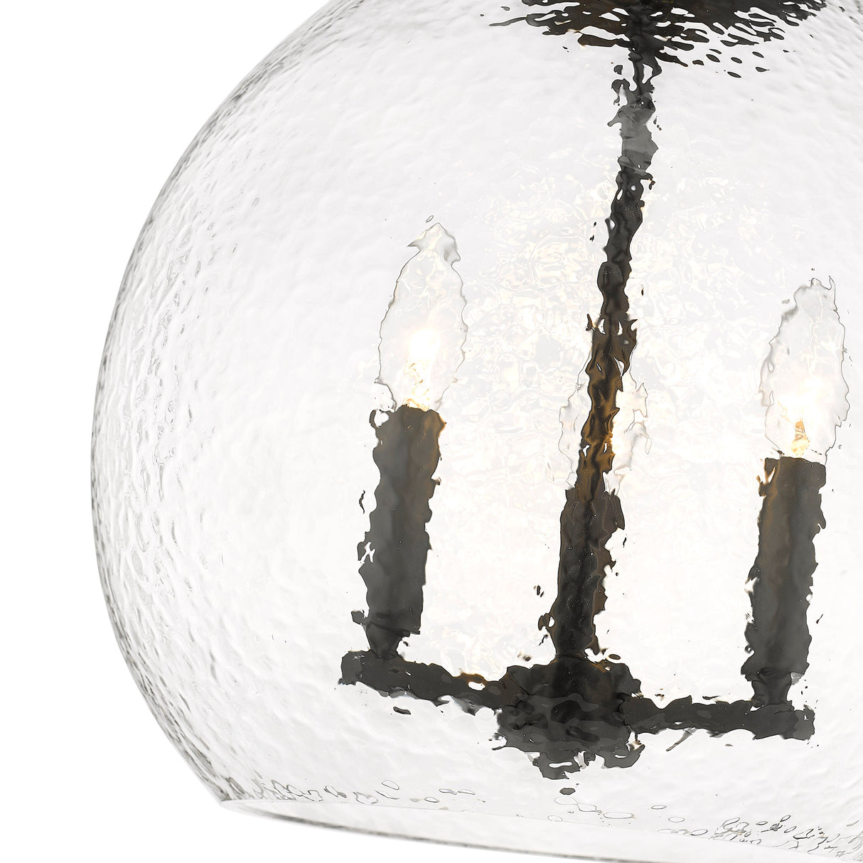 Ariella 3-Light Pendant in Matte Black with Hammered Clear Glass