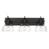 Hines 3-Light Bath Vanity in Matte Black with Clear Glass