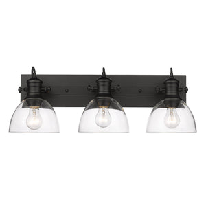 Hines 3-Light Bath Vanity in Matte Black with Clear Glass