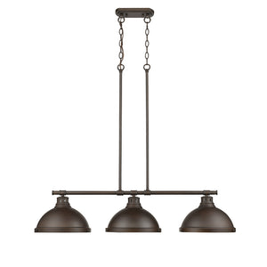 Duncan 3 Light Linear Pendant in Rubbed Bronze with Rubbed Bronze Shades