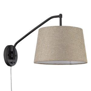 Ryleigh Articulating Wall Sconce in Matte Black with Natural Sisal Shade