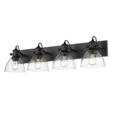 Hines 4 Light Semi-Flush in Matte Black with Seeded Glass Shade