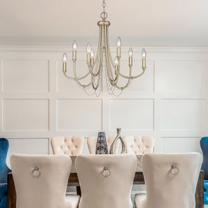 Kamila 8 Light Chandelier in White Gold