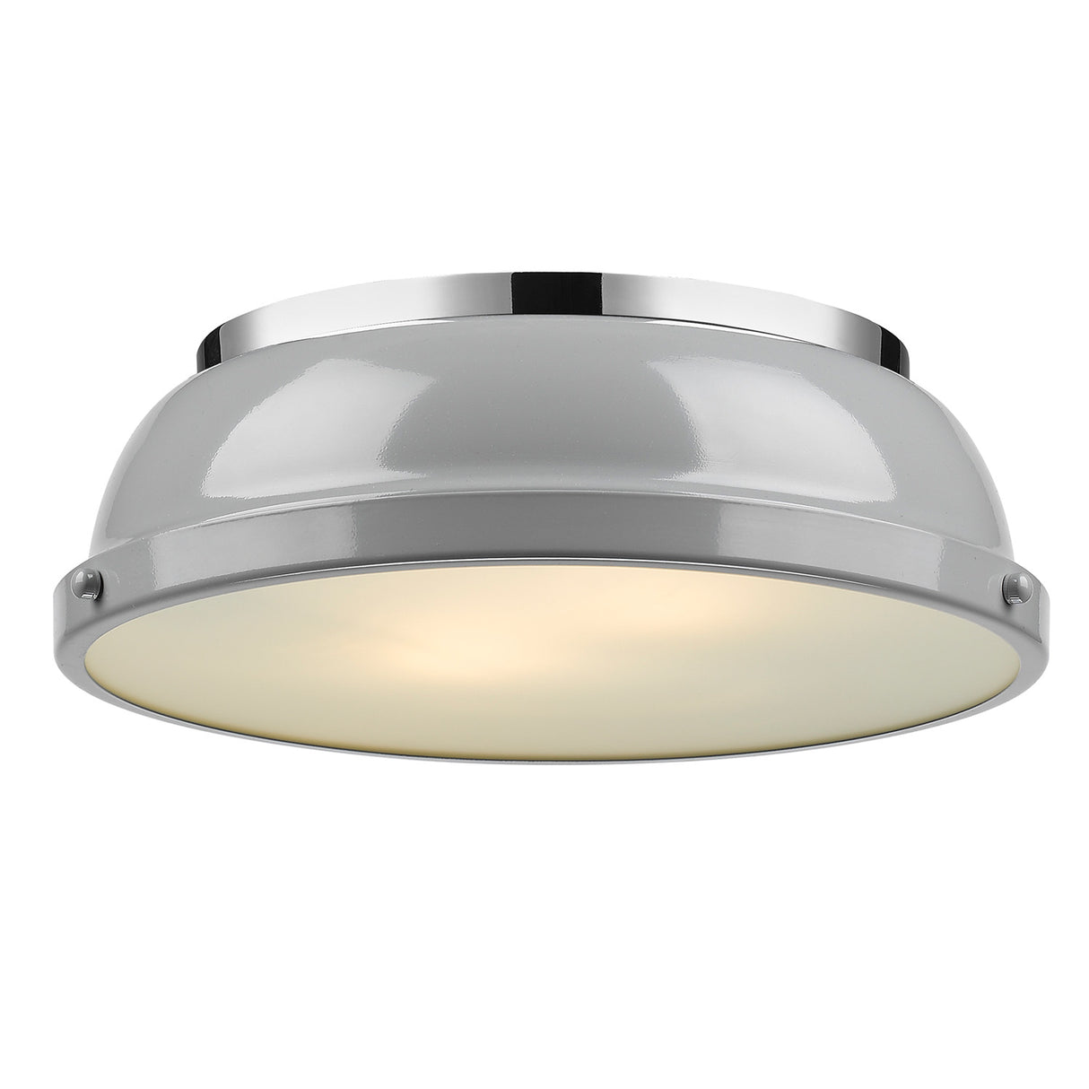 Duncan 14" Flush Mount in Chrome with a Gray Shade