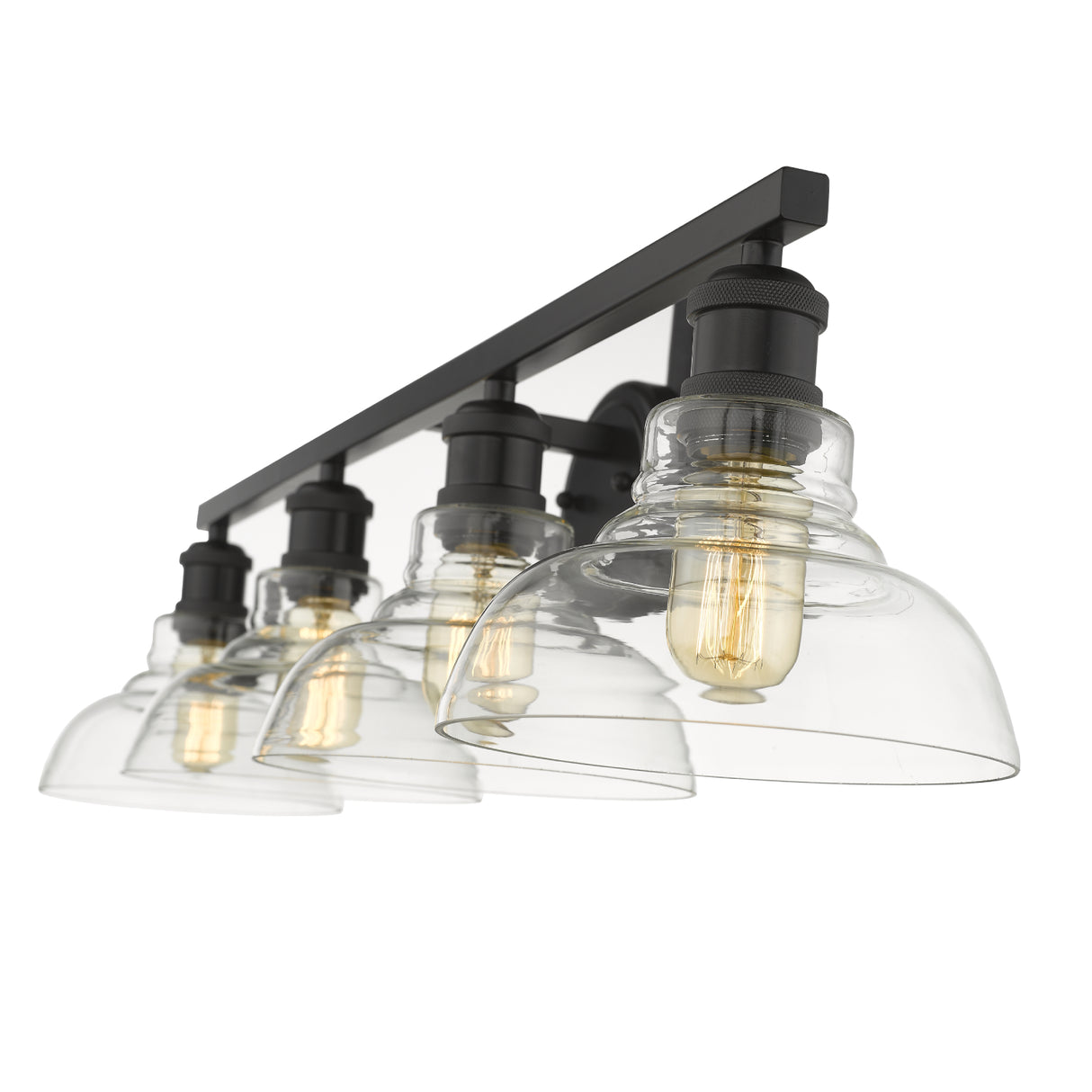Carver 4-Light Bath Vanity in Matte Black with Clear Glass Shades