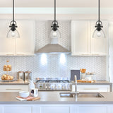 Hines Mini Pendant in Matte Black with Seeded Glass