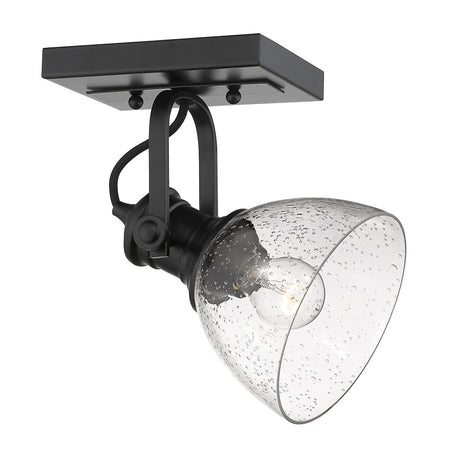 Hines 1-Light Semi-Flush in Matte Black with Seeded Glass