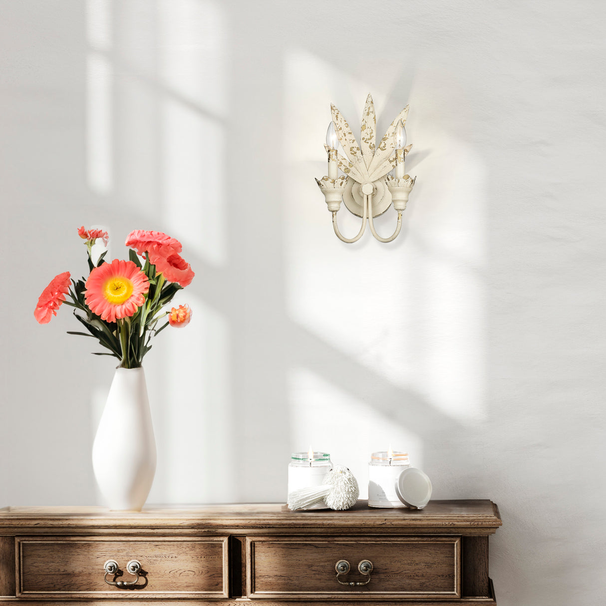 Lillianne Antique Ivory 2 Light Wall Sconce
