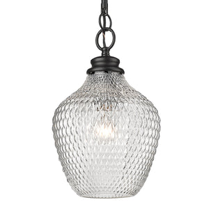 Adeline Medium Pendant in Matte Black with Clear Glass Shade