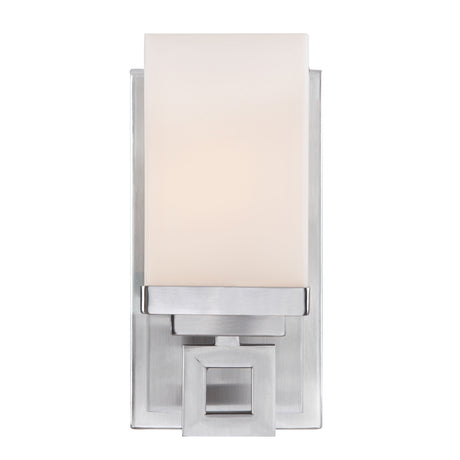 Nelio 1 Light Bath Vanity in Pewter with Cased Opal Glass
