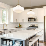 Ingalls Large Pendant in Modern Brass and Vintage Milk Glass Shade