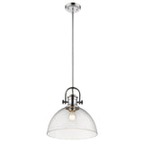Hines 1-Light Pendant in Chrome with Seeded Glass