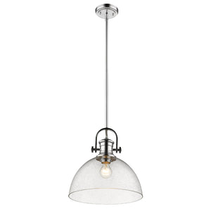Hines 1-Light Pendant in Chrome with Seeded Glass