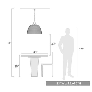 Rue 5 Light Pendant in Matte Black with Painted Sweet Grass Shade