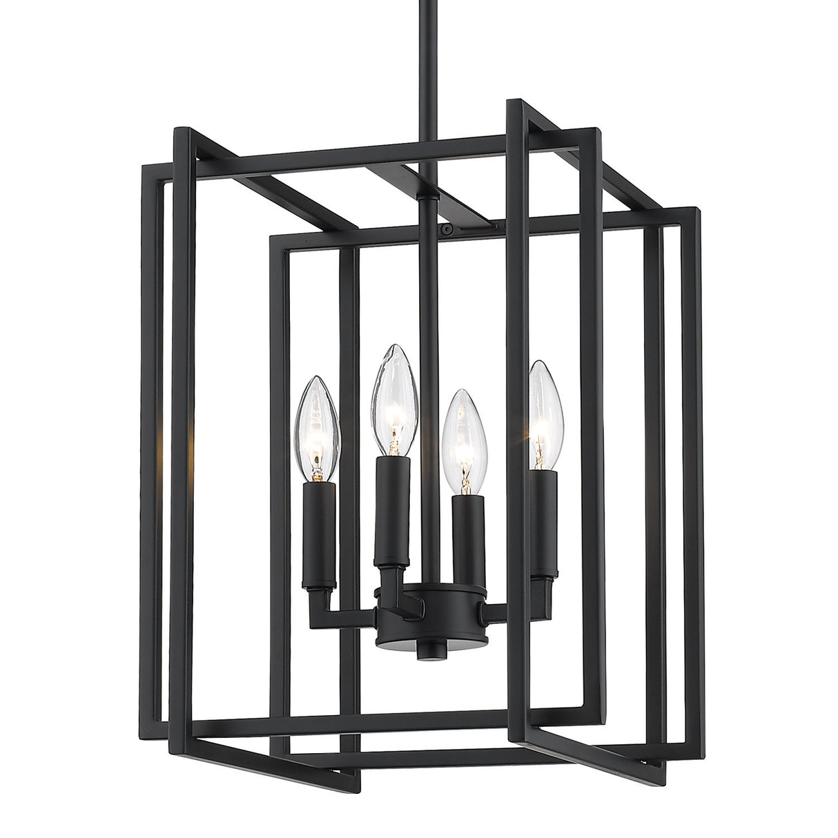 Tribeca 4-Light Chandelier in Matte Black with Matte Black Accents