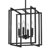 Tribeca 4-Light Chandelier in Matte Black with Matte Black Accents