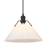 Orwell BLK Large Pendant in Matte Black with Opal Glass Shade