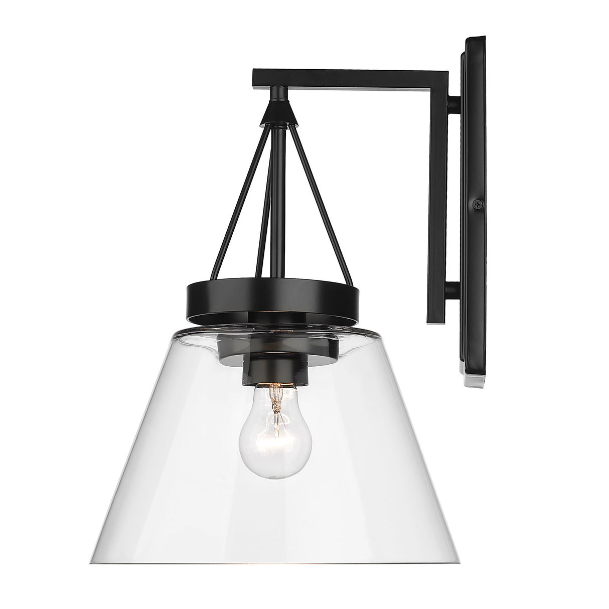 Penn 1 Light Wall Sconce in Matte Black with Clear Glass Shade