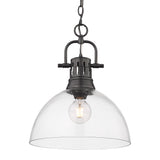Duncan BLK 1 Light Pendant in Matte Black with Clear Glass Shade