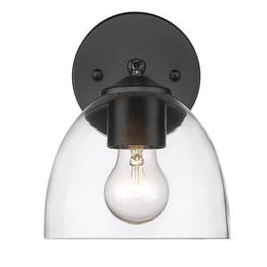 Roxie 1 Light Wall Sconce in Matte Black with Matte Black Accents and Clear Glass Shade