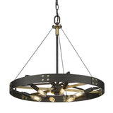 Vaughn Medium Pendant in Natural Black with Aged Brass Accents