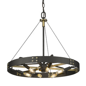 Vaughn Medium Pendant in Natural Black with Aged Brass Accents