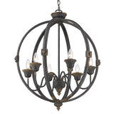Jules 6 Light Chandelier in Antique Black Iron