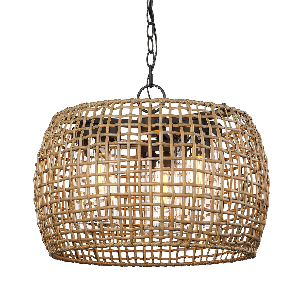 Piper 3 Light Pendant - Outdoor in Natural Black with Maple All-Weather Wicker Shade