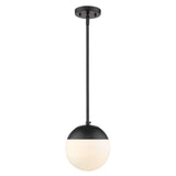 Dixon Small Pendant in Matte Black with Opal Glass and Matte Black Cap