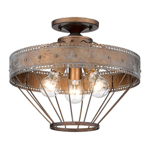 Ferris Semi-Flush in Copper Patina