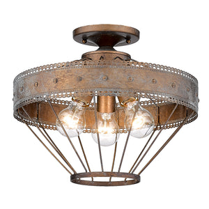 Ferris Semi-Flush in Copper Patina